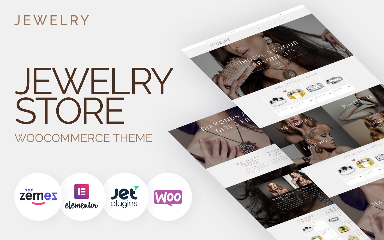 WooCommerce Theme namens "Jewelry - Jewelry Website Design Template for Online Shops" #53421