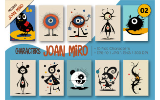 Characters in the style of Joan Miro 02.