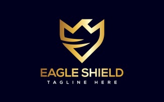 Eagle Shield Logo, Golden Shield Security Logo Design, phoenix shield line logo, eagle wings logo
