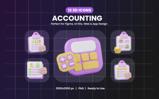 3D Accounting Icon Pack Design