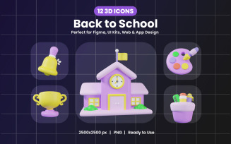 3D Back to School Icon Pack