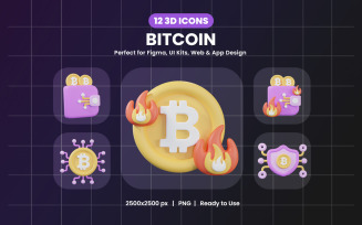 3D Bitcoin Icon Pack Design