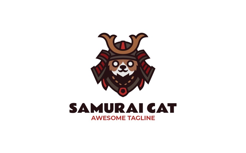 Mascot Samurai Cat Logo Design Logo Template