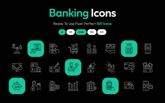 Modern Banking Icon Art Set