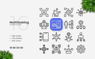 16 Multitasking Outline Icons Set