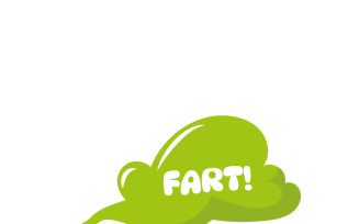 Stinky Fart Cartoon Icon: Green Gas Cloud Bad Smell Illustration