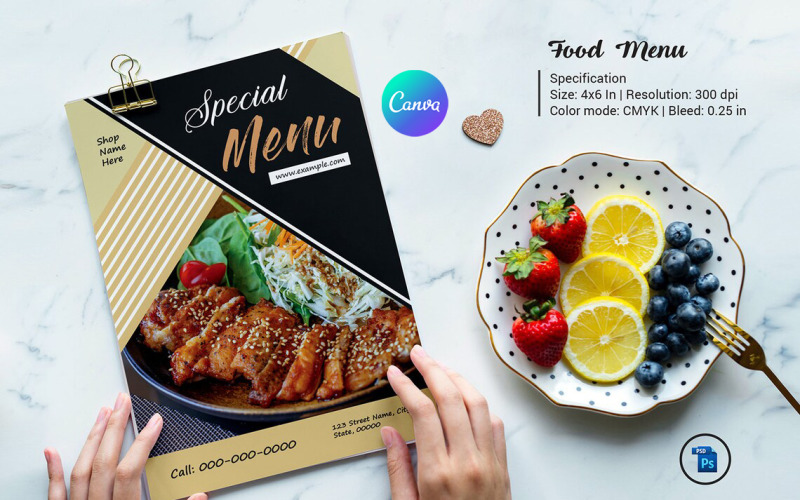 Customizable Restaurant Menu Flyer Template Corporate Identity