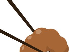 Delicious Cooked Edible Worm Held with Wooden Chopsticks