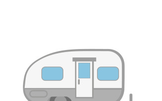 Detailed Parked Caravan Vector Art for Travel and Camping Themes