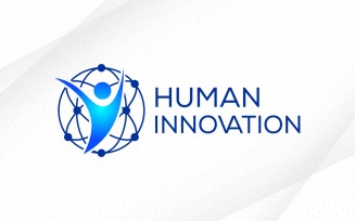 Human Innovation Logo, Tech World logo, human technology logo, digital human circle globe technology