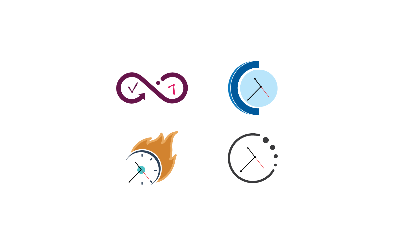 modello di illustrazione dell&amp;#39;icona del logo dell&amp;#39;orologio design piatto