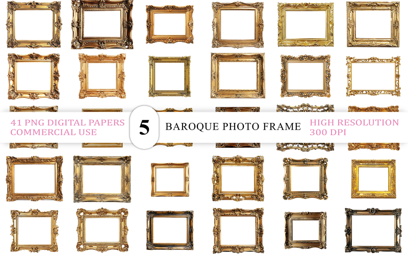 Vintage Ornate Gold Frame PNG Antique Royal Golden Picture Frame Classic Gold Ornamental Frame Illustration
