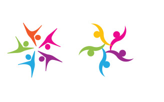 Human care Love adoption group network and social logo design v1.72