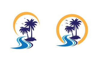 Palm tree summer beach holiday icon illustration v1.2