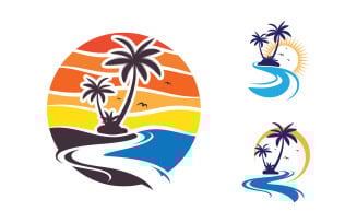 Palm tree summer beach holiday icon illustration v1.3