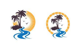 Palm tree summer beach holiday icon illustration v1.4