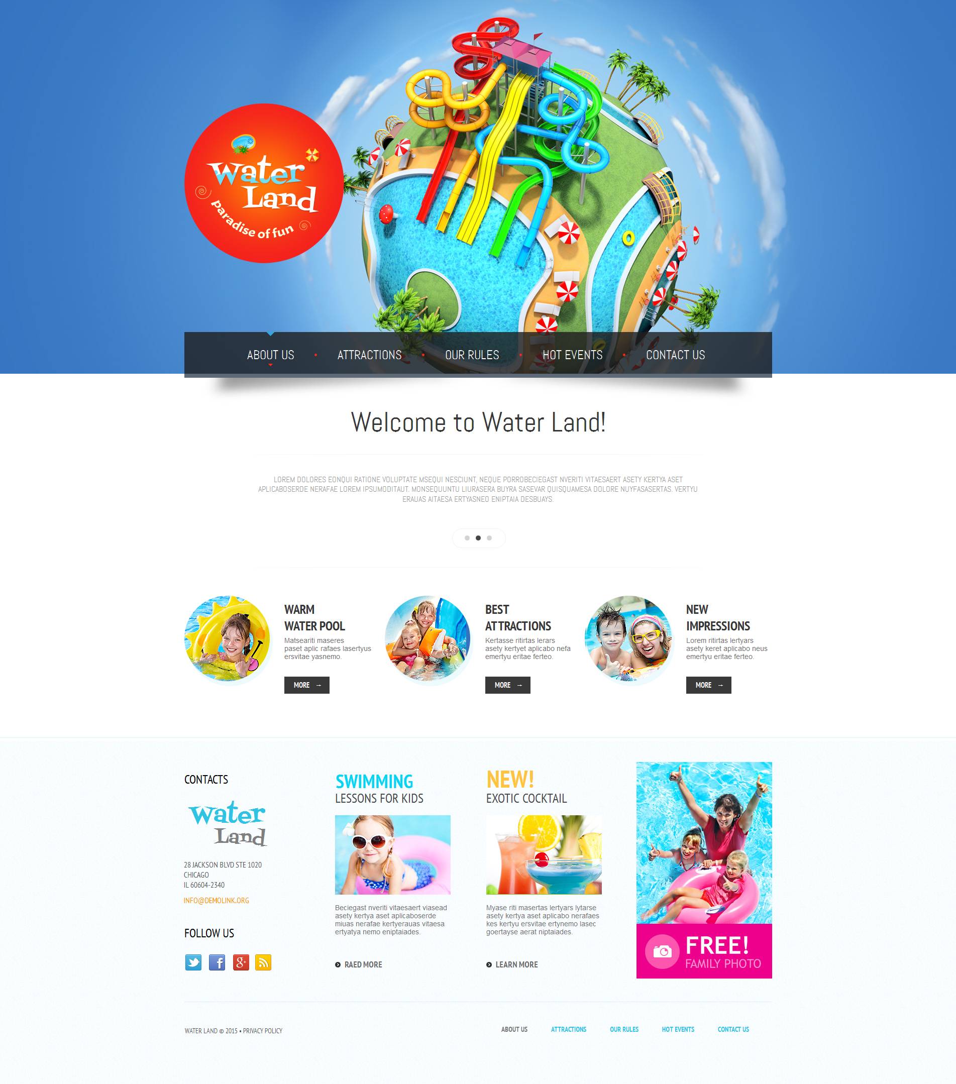 Modèle Moto CMS HTML Premium pour site de parc d'attractions #53518