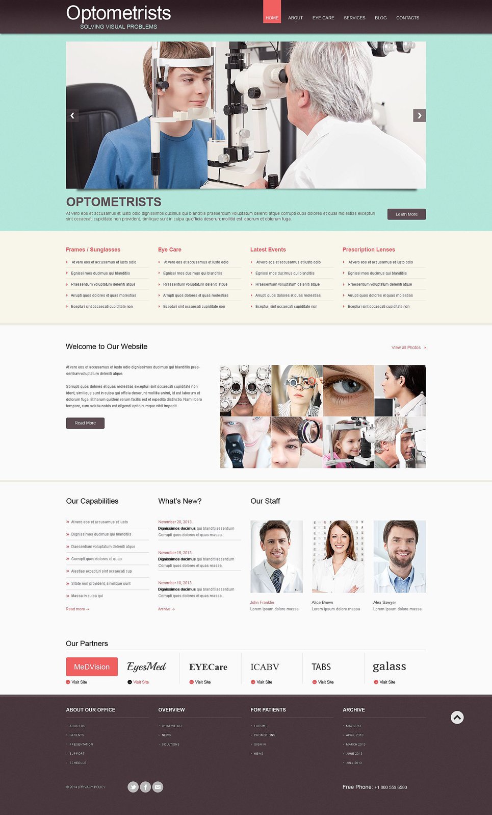 Optometrist's Responsive WordPress Theme New Screenshots BIG