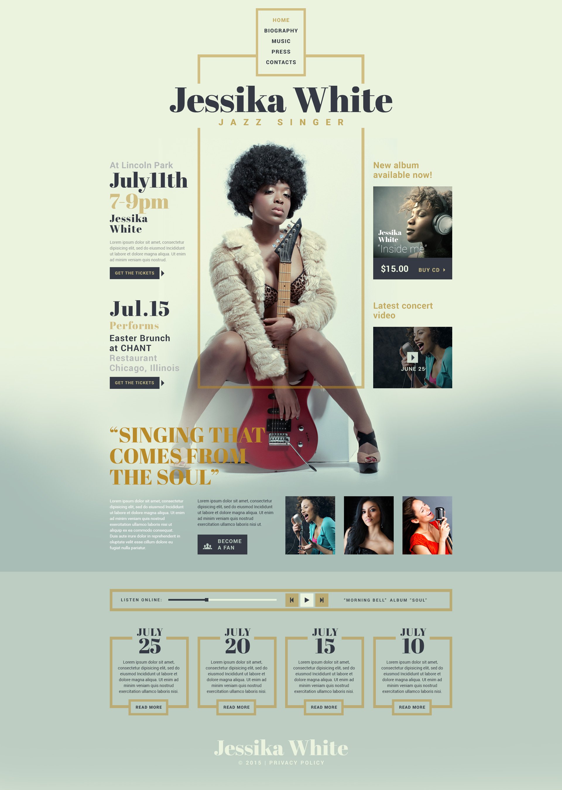 Plantilla Web Responsive para Sitio de Cantantes #53536