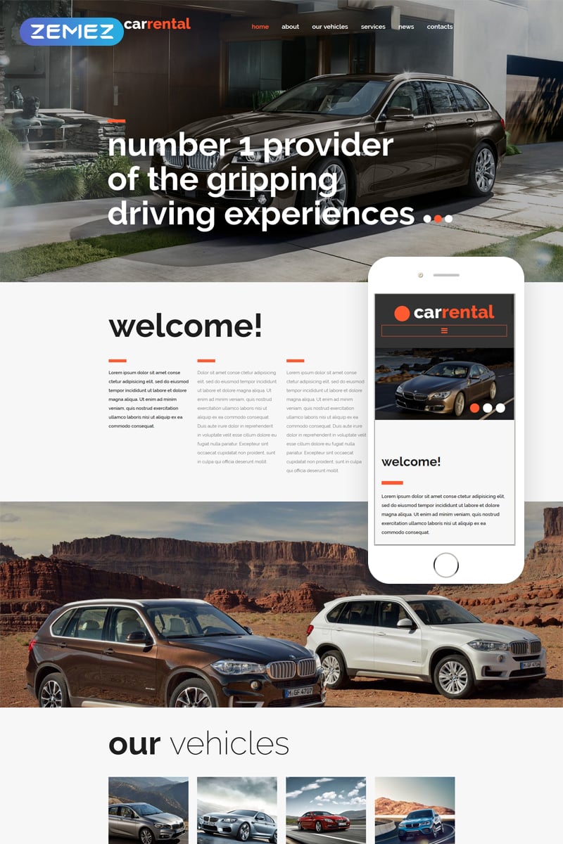 "Rental Cars" - адаптивний Joomla шаблон №53548