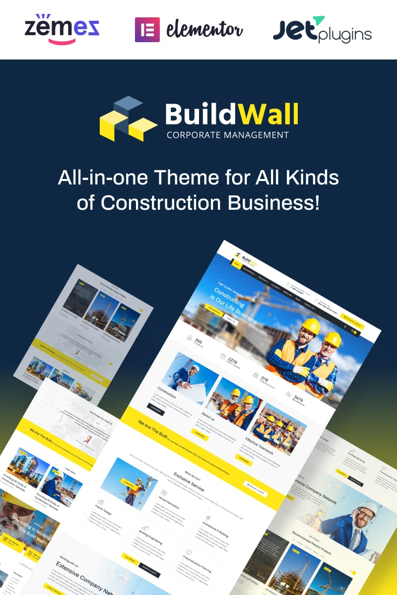 Reszponzív BuildWall - Construction Company Multipurpose WordPress sablon 53591 - képernyőkép