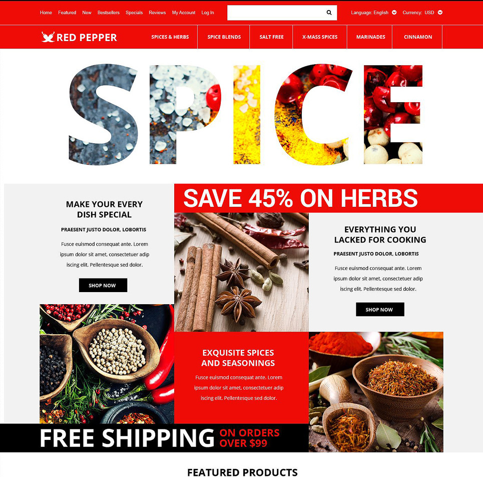 Spice Store osCommerce Theme Big Screenshot Spice Store OsCommerce Template New Screenshots BIG