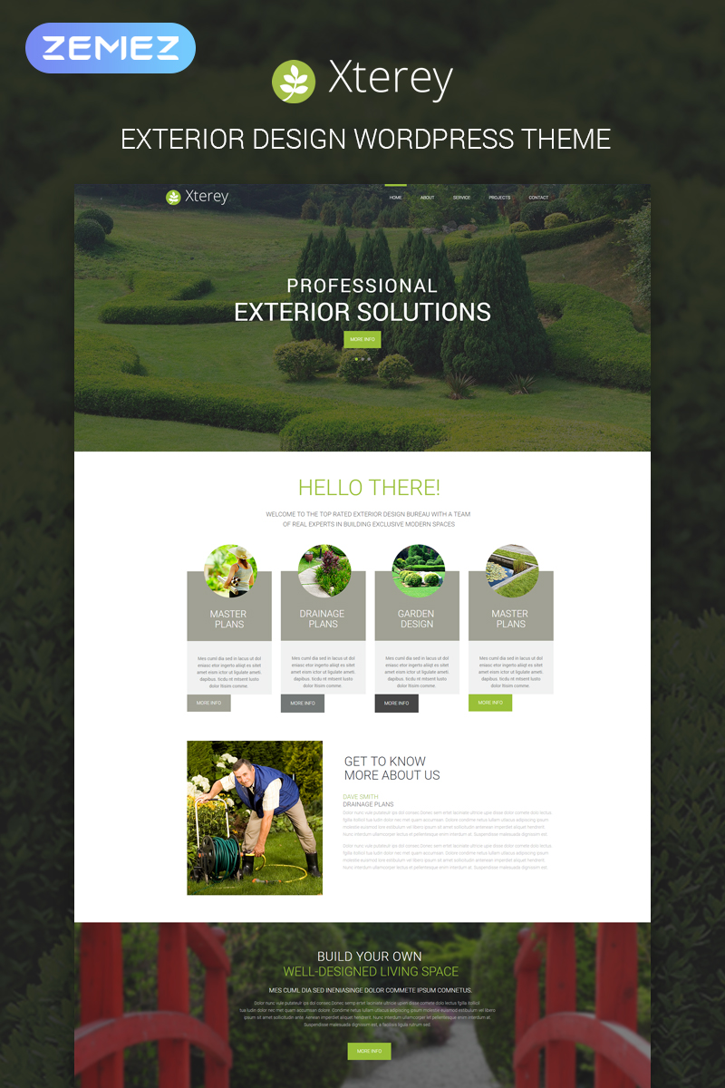 Tema De WordPress Responsive para Sitio de Diseño de exteriores #53590