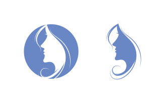 Beauty Hair Woman face character logo illustration v1.29