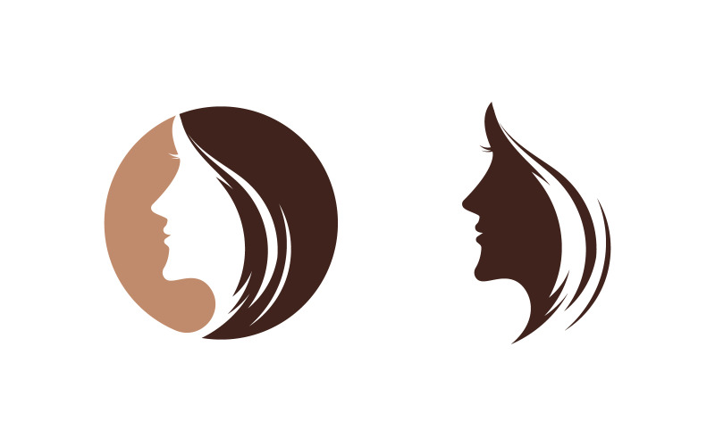 Beauty Hair Woman face character logo illustration v1.30 Logo Template