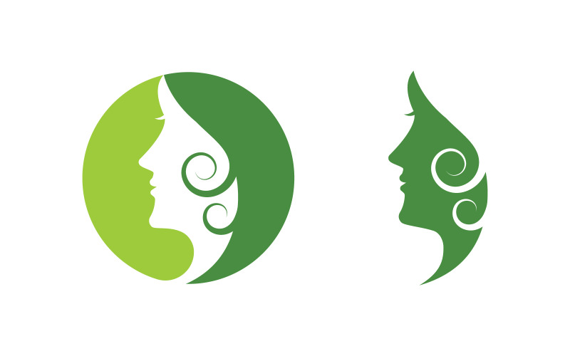 Beauty Hair Woman face character logo illustration v1.31 Logo Template