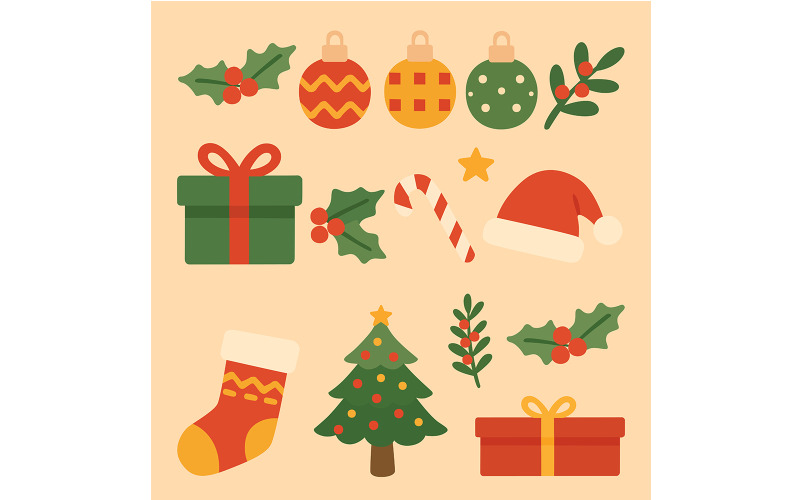 Beautifully Decorated Christmas Tree and Lights Illustration