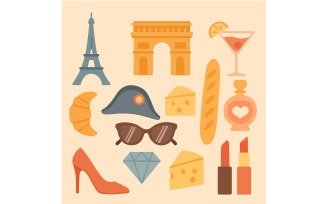 Collection of Cartoon Object and Icons of France