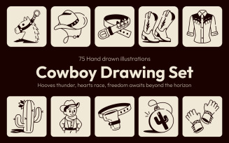 Cowboy Drawing Illustration Set