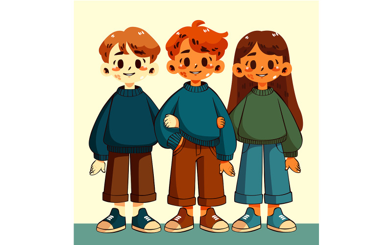 Group of Cartoon Children Illustration