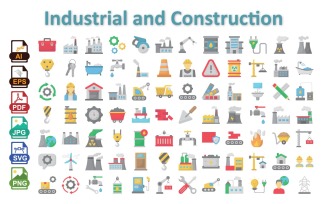 Industrial & Construction Vector Icon Set – Tools, Machinery & Safety Essentials