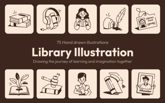 Library Drawing Illustration Set
