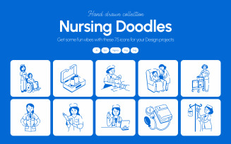Nursing Doodles Icons Set