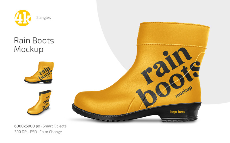 Rain Boots Mockup PSD Template Product Mockup