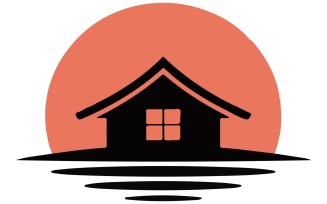 A minimalist logo design house silhouetted