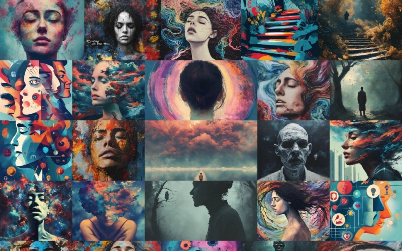 Ethereal Visions: Premium AI Portrait Collection Illustration