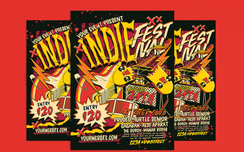 Indie Music Festival Flyer template Corporate Identity