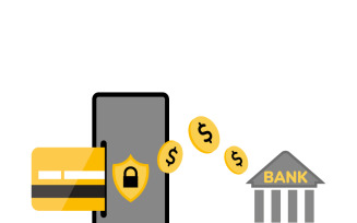 Secure Online Bank Money Transfer Digital Illustration