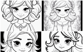 Sweet Girls Coloring Collection - 4 Adorable Characters