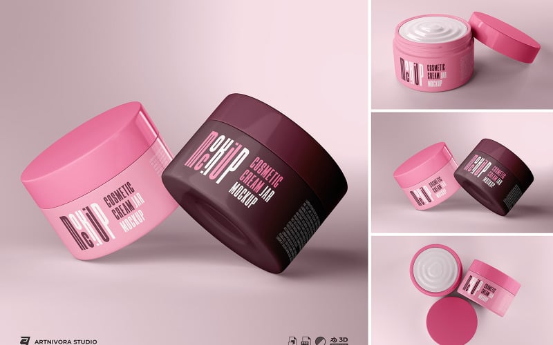 Cosmetic - Cream Jar Mockup Sets Product Mockup