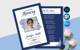 Floral Funeral Prayer Card Template | Elegant Memorial Design