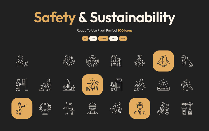 Safety and Sustainability Icon Set