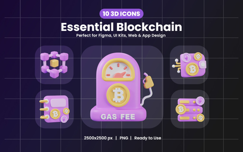 Essential Blockchain 3D Icon Icon Set