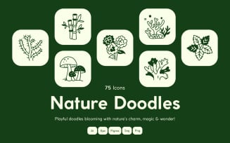 Modern Nature Doodle Icon Set