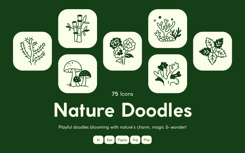 Modern Nature Doodle Icon Set