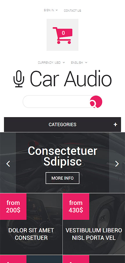 Kit Graphique #53686 Car Audio Prestashop Template - Smartphone Layout 1 
